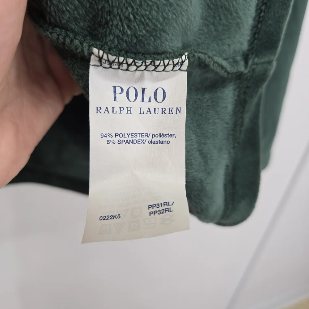 Polo Ralph Lauren Men's Medium Velour Loungewear Long Sleeve Hoodie Green Flawed